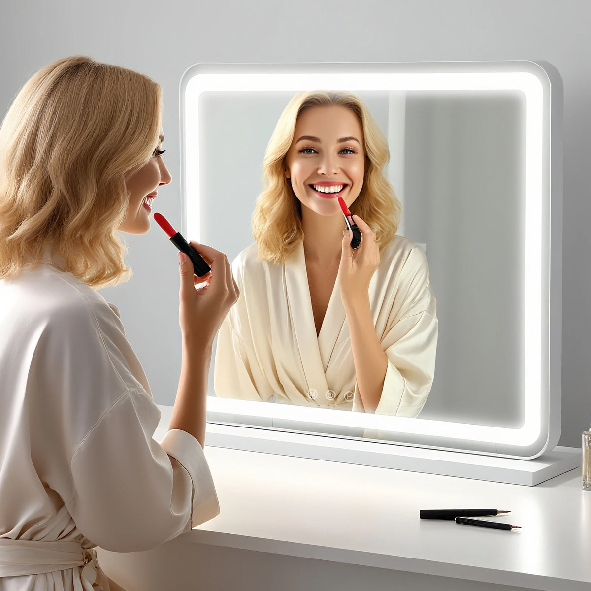 Dimmable 3 Color Modes USB Charging Aluminum Frame LED Vanity Mirror Bathroom Bedroom – photo 3