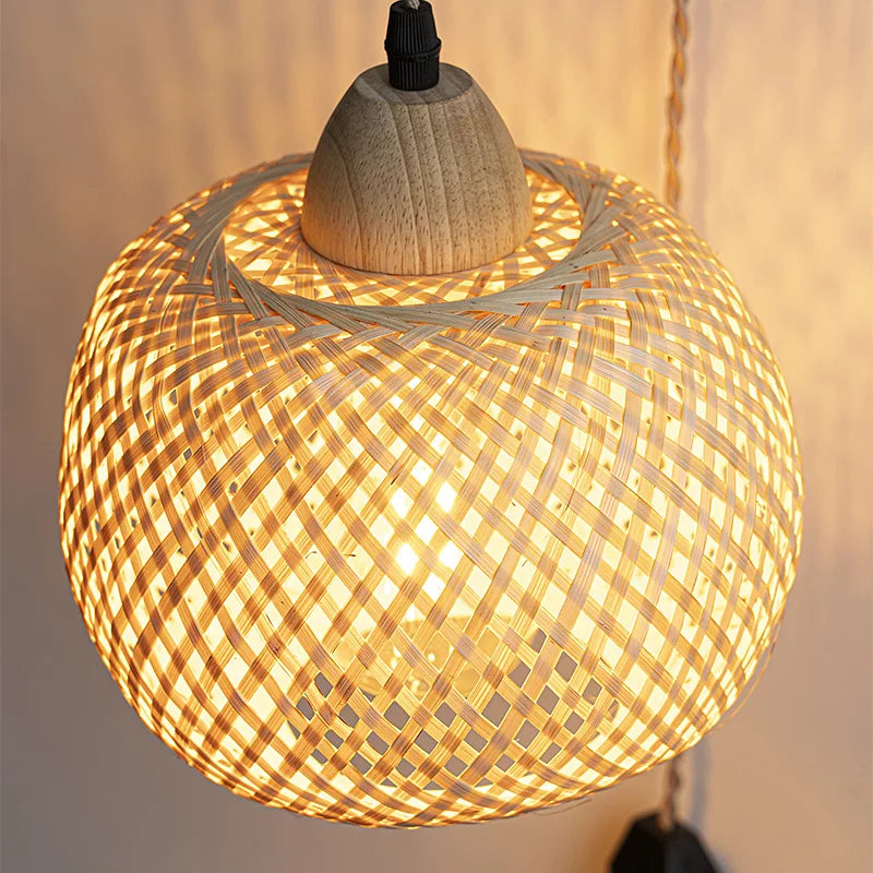 Handwoven Bamboo and Rattan E27 Wall Sconce
