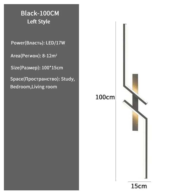 Minimalist Aluminum Strip LED Wall Sconce Light Bedroom Living Room TV Background – photo 9