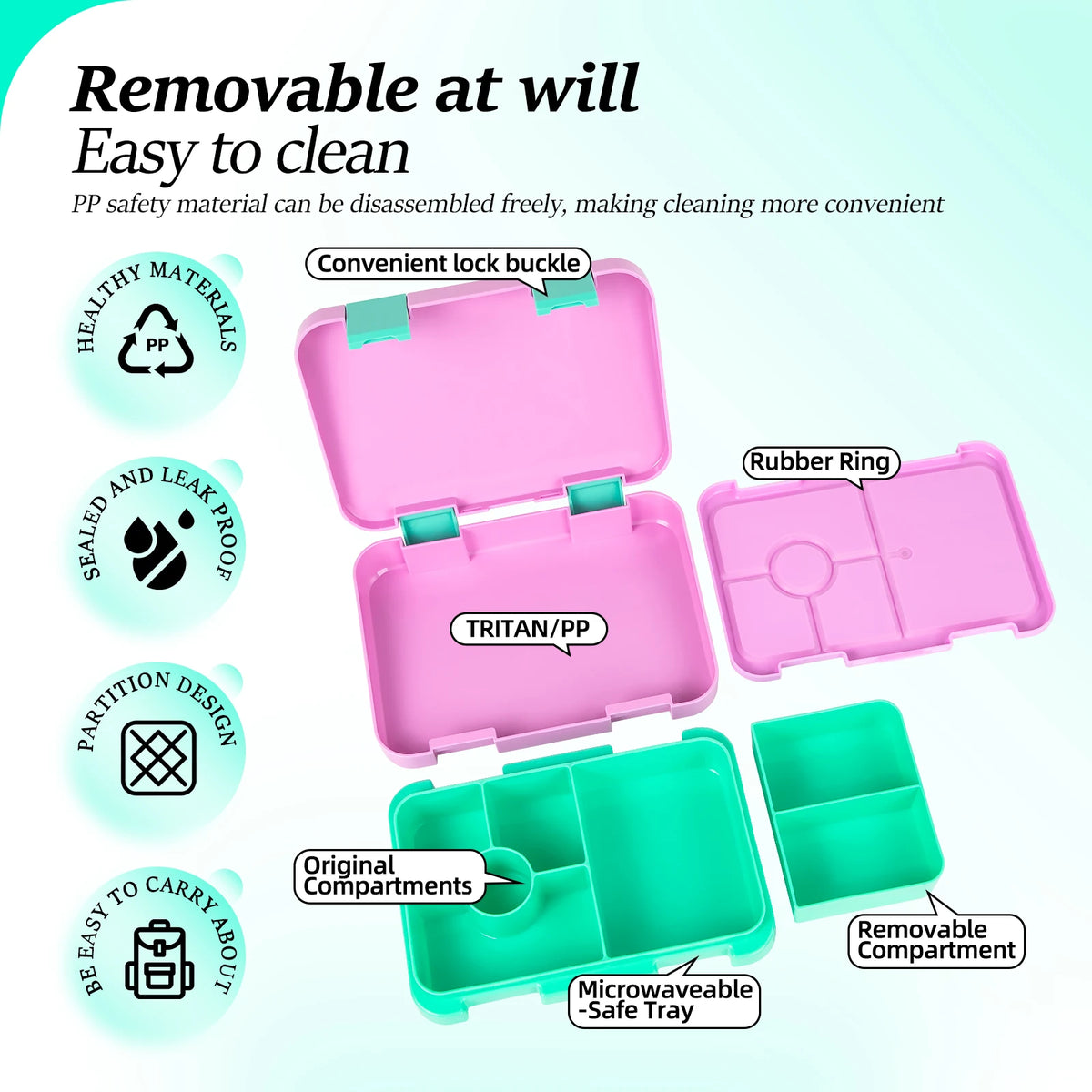 Kids Leak-Proof Microwave-Safe Bento Lunch Box