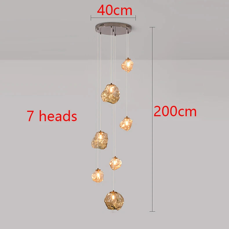 Modern LED Multi Head Staircase Chandelier Pendant Light with Remote Control – photo 9