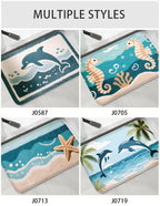 Coastal Absorbent Machine-Washable Bathroom Mat