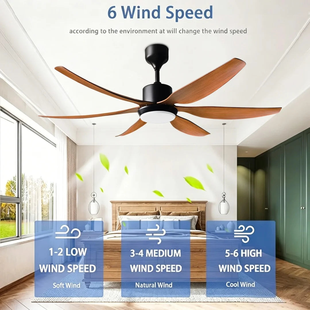 54-Inch 66-Inch Modern 6-Blade DC Motor 48W LED Ceiling Fan Light with Remote Control – photo 5