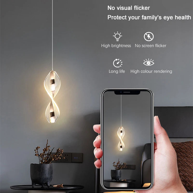 Nordic Acrylic Adjustable Color Temperature LED Pendant Light Bedroom Study – photo 4