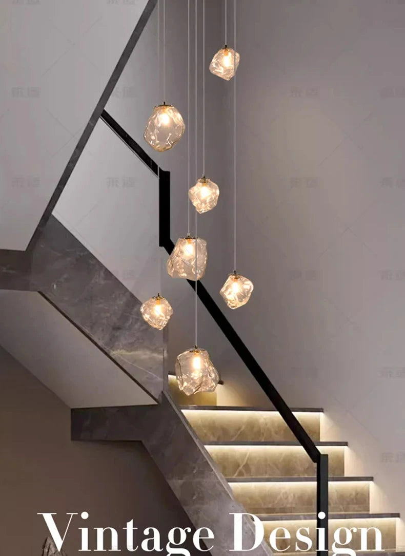Modern LED Multi Head Staircase Chandelier Pendant Light with Remote Control – photo 23