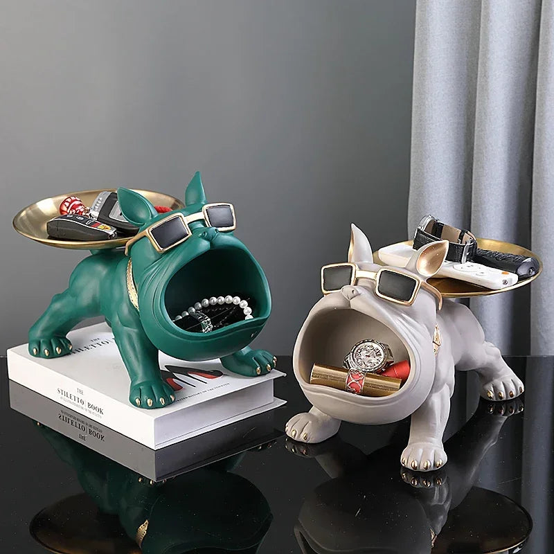 Resin Bulldog Statue with Storage Tray