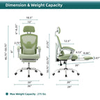 Reclining Ergonomic Lumbar Support Adjustable Headrest Mesh High Back Gaming Chair