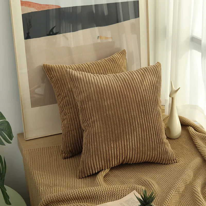 Corduroy Striped Throw Pillow Cover