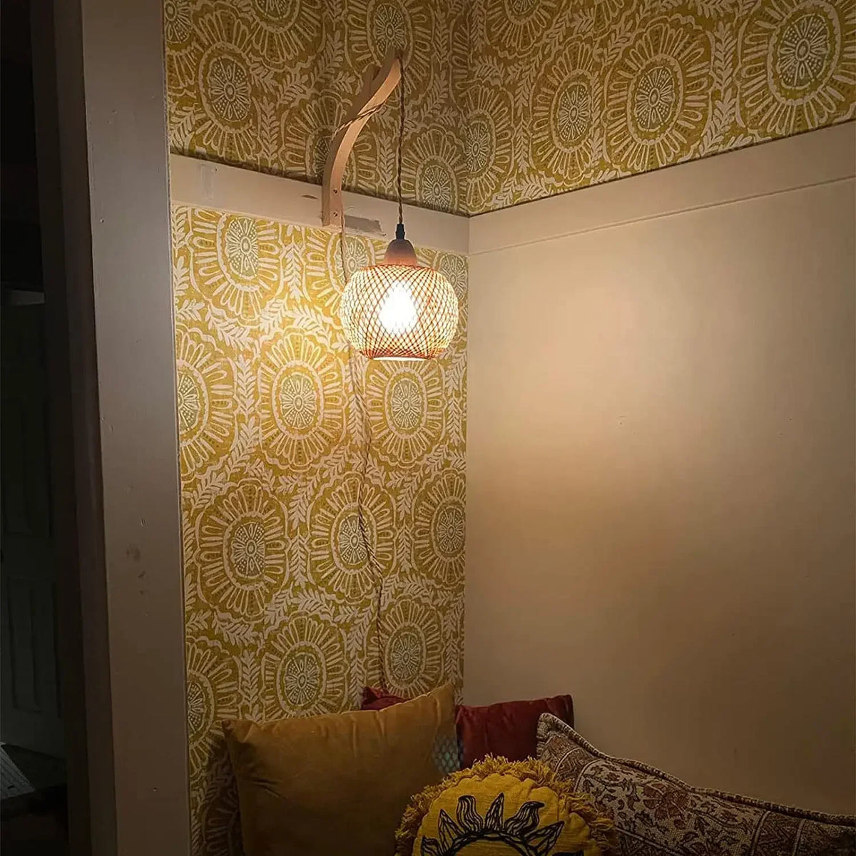 Handwoven Bamboo and Rattan E27 Wall Sconce