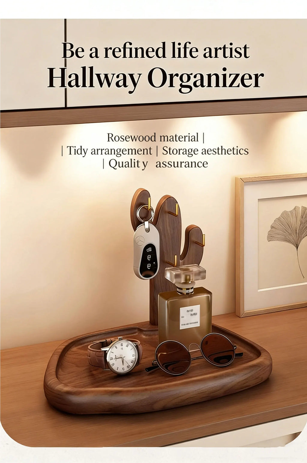 Solid Wood Entryway Key and Accessory Rack