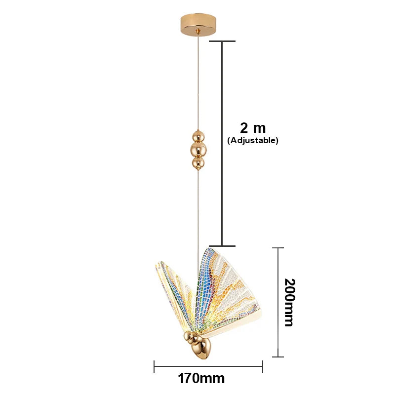 Nordic Butterfly LED Pendant Light Tricolor Golden Silver Hanging Lamp