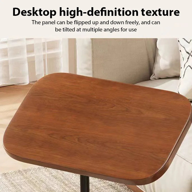 Height Adjustable Waterproof C Shape Flip Over Panel Side Coffee Table Living Room
