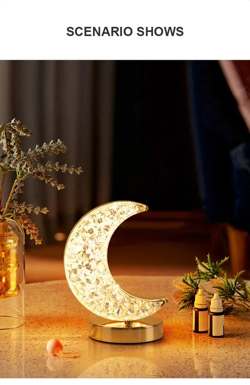 Crystal Moon Touch-Dimming USB Bedside Lamp