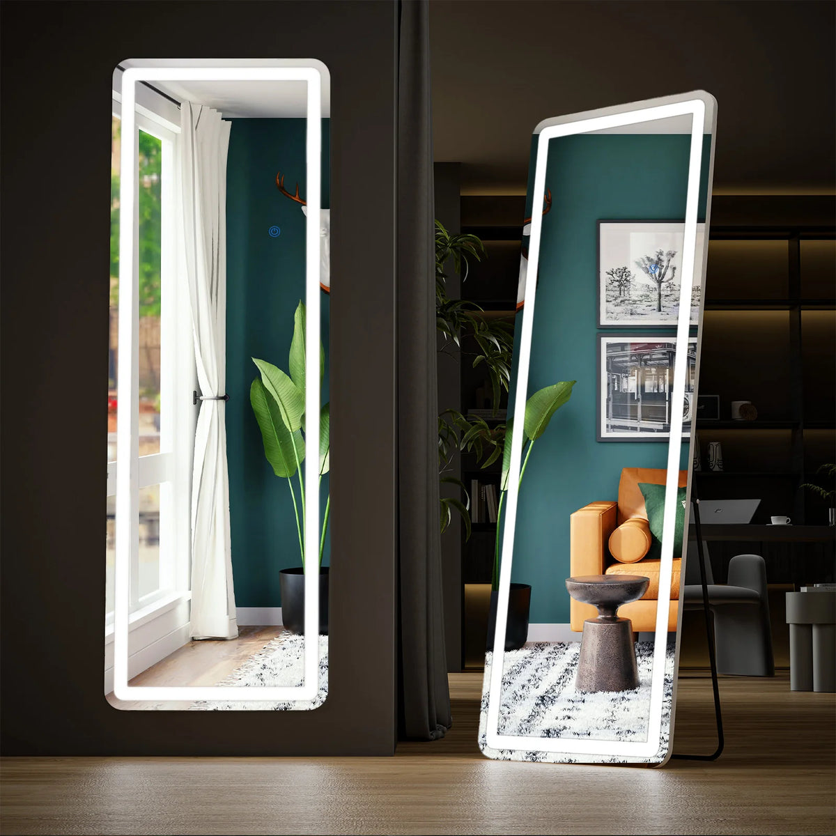 LED Aluminum Alloy Frame Full Length Standing Hanging Wall Mounted Mirror Home – photo 2