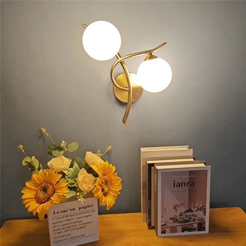 Nordic Iron Glass Ball LED Wall Lights G9 Bedroom Corridor – photo 3