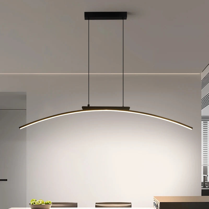 Contemporary Sleek LED Arc Adjustable Brightness Pendant Light with App Dimming