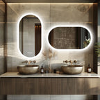 Dimmable Touch Switch Anti Fog Waterproof Oval LED Bathroom Mirror