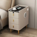 Wireless Charging LED USB Solid Wood Nordic 3 Drawer Nightstand Bedside Table Bedroom