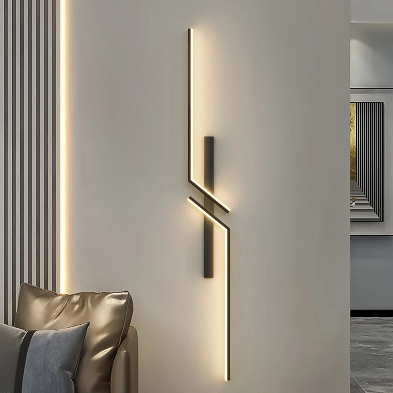 Minimalist Aluminum Strip LED Wall Sconce Light Bedroom Living Room TV Background