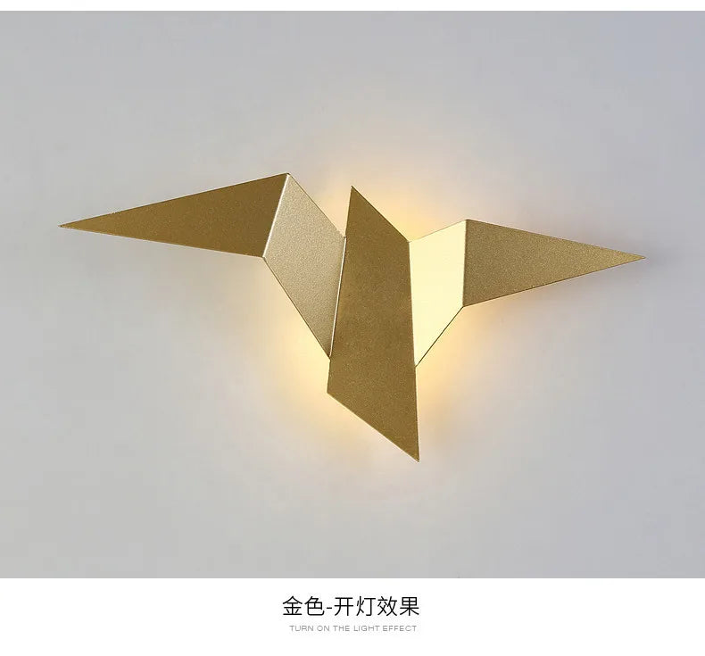 Nordic Iron Bird Shape LED Wall Lights Bedroom Stairs Bedside Fixtures – photo 9