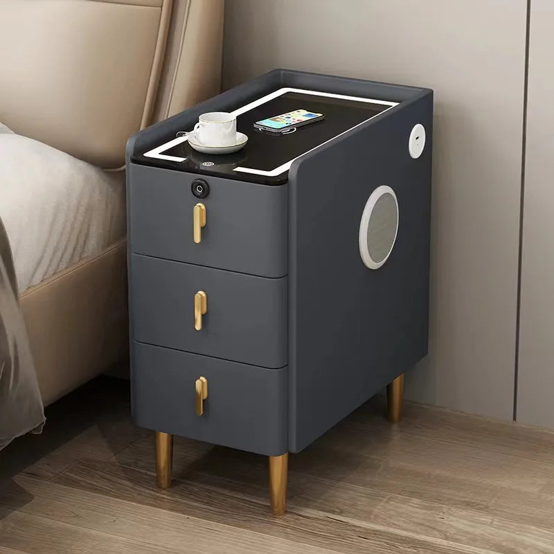 Wireless Charging LED USB Solid Wood Nordic 3 Drawer Nightstand Bedside Table Bedroom – photo 4