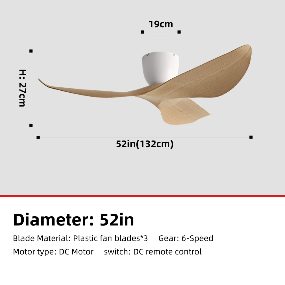 52-Inch 60-Inch Vintage Industrial DC Motor Ceiling Fan with Remote Control
