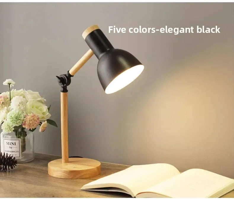 Adjustable Nordic Wooden LED Desk Lamp