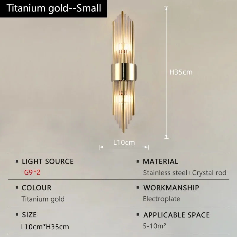 Nordic Luxury Crystal Stainless Steel Black Gold LED Wall Light – photo 16