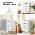 Modern Morocco Wood Rolling 7 Drawer Storage Chest Dresser Cabinet Wheels