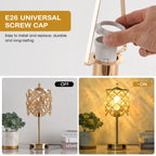 USB Charging AC Outlet Gold Crystal Diamond Grid Metal Bedside Nightstand Table Lamp – photo 8