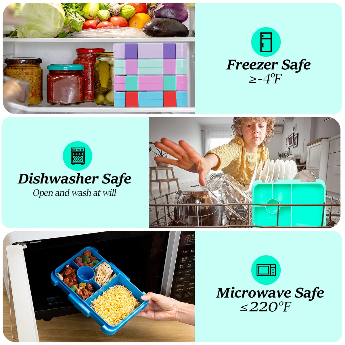 Kids Leak-Proof Microwave-Safe Bento Lunch Box