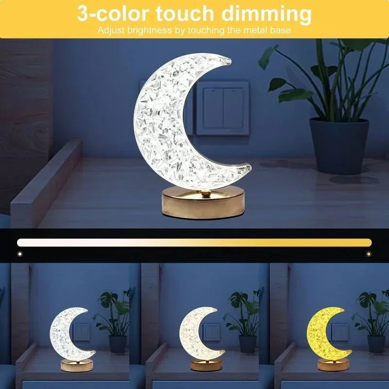 Crystal Moon Touch-Dimming USB Bedside Lamp