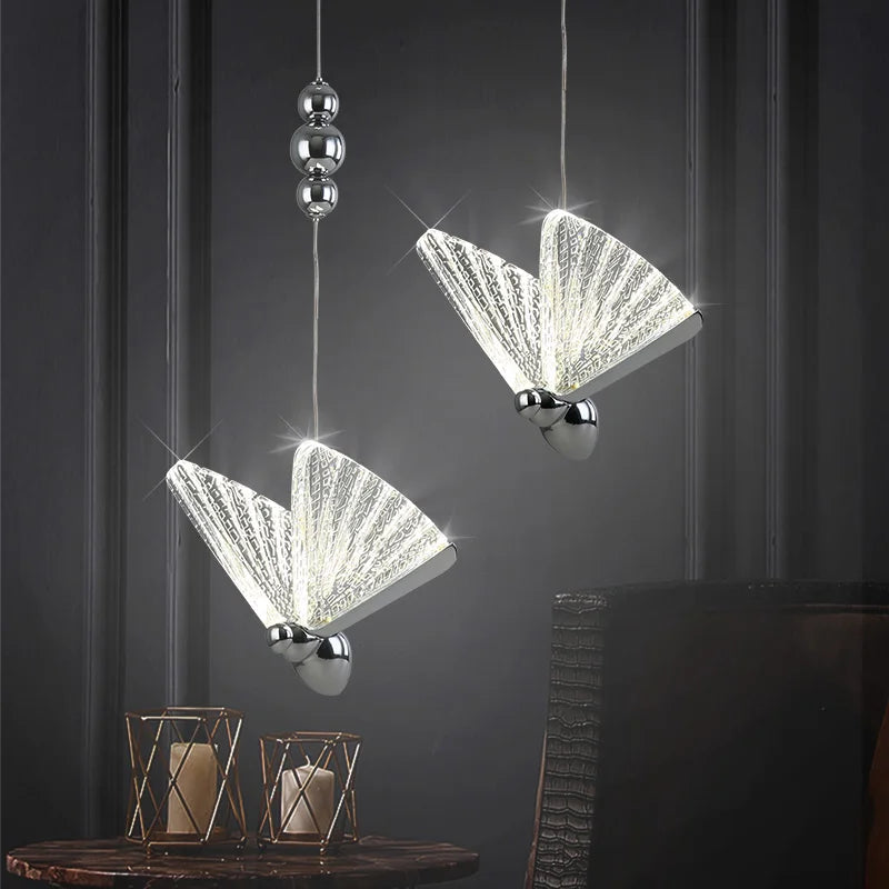 Nordic Butterfly LED Pendant Light Tricolor Golden Silver Hanging Lamp – photo 4