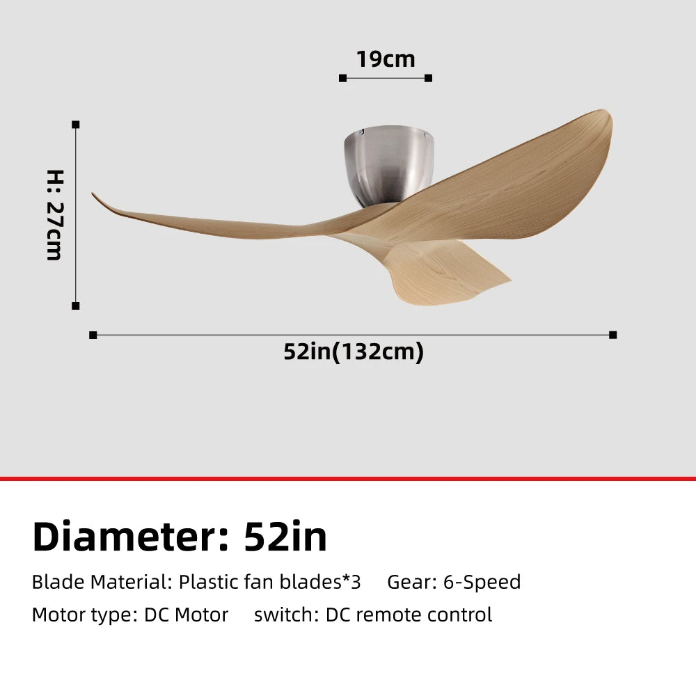 52-Inch 60-Inch Vintage Industrial DC Motor Ceiling Fan with Remote Control