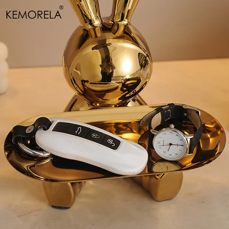 Ceramic Rabbit Key and Accessory Storage Figurine