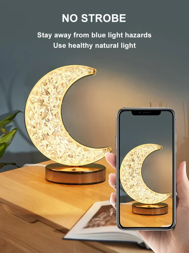 Crystal Moon Touch-Dimming USB Bedside Lamp