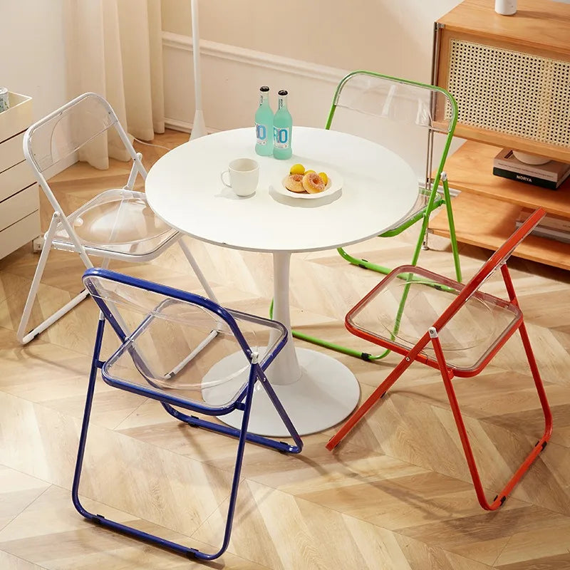 Foldable Transparent Acrylic Crystal Dining Chair Living Room Furniture