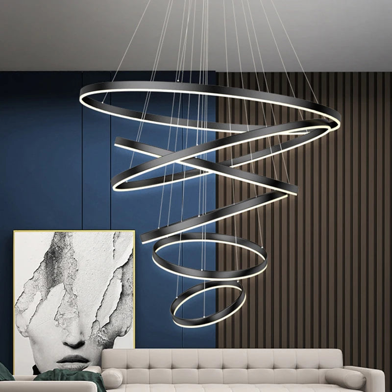 Nordic Dimmable Ring Chandelier with Remote Control Pendant Light for Dining Room – photo 5