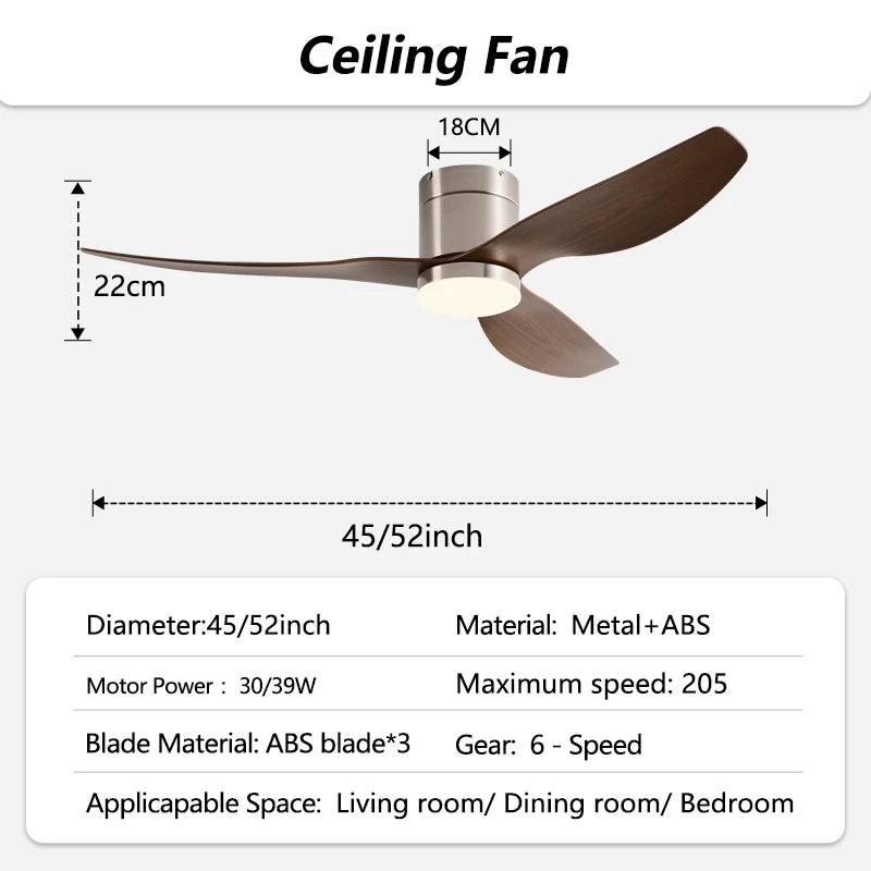 45-Inch 52-Inch Vintage Industrial Retro LED Ceiling Fan Light with Remote Control – photo 24