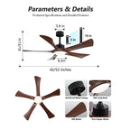 52-Inch Vintage Industrial 5-Blade LED Ceiling Fan Light with Remote Control – photo 6