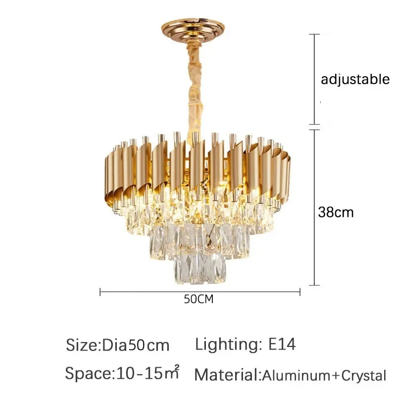 Luxury Black Gold Crystal Round LED Chandelier Pendant Light Tricolor – photo 39
