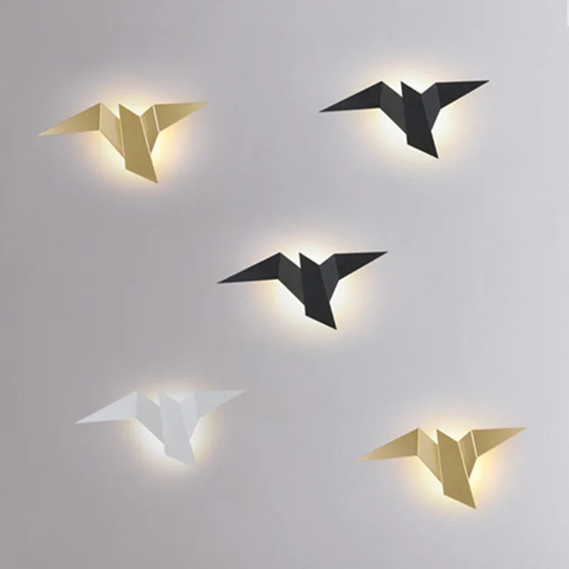 Nordic Iron Bird Shape LED Wall Lights Bedroom Stairs Bedside Fixtures – photo 3