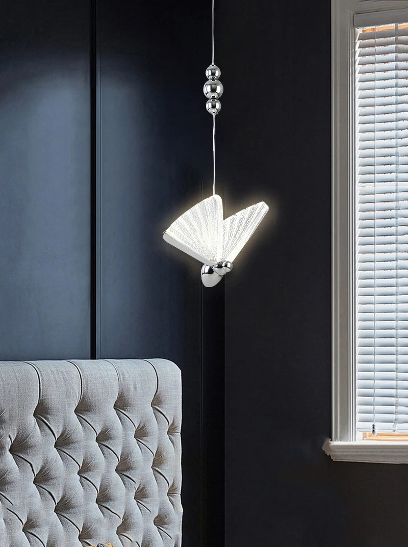 Nordic Butterfly LED Pendant Light Tricolor Golden Silver Hanging Lamp – photo 40