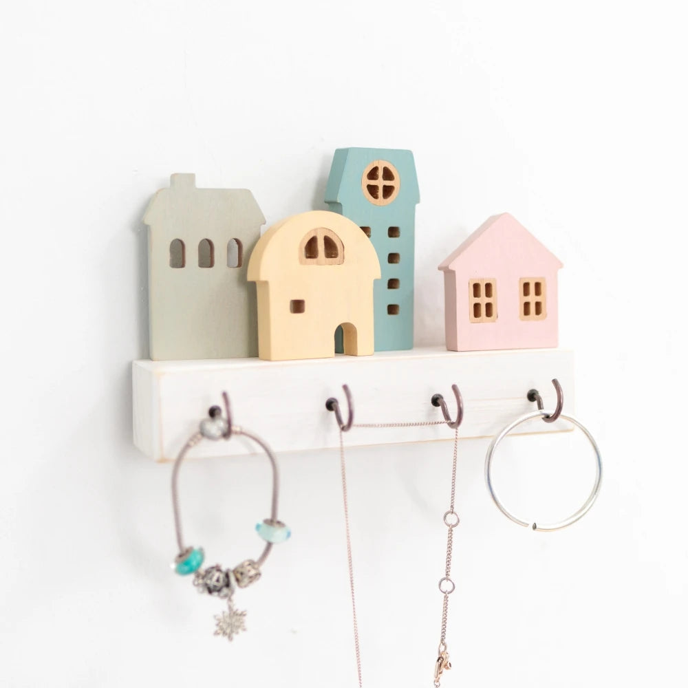 Decorative Wooden Wall Hooks and Storage Shelf