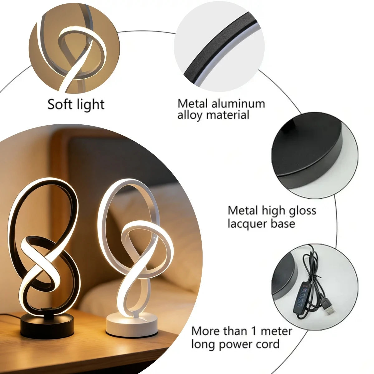 Dimmable Adjustable Brightness USB Three Color LED Desk Lamp Bedroom Living Room Office – photo 5