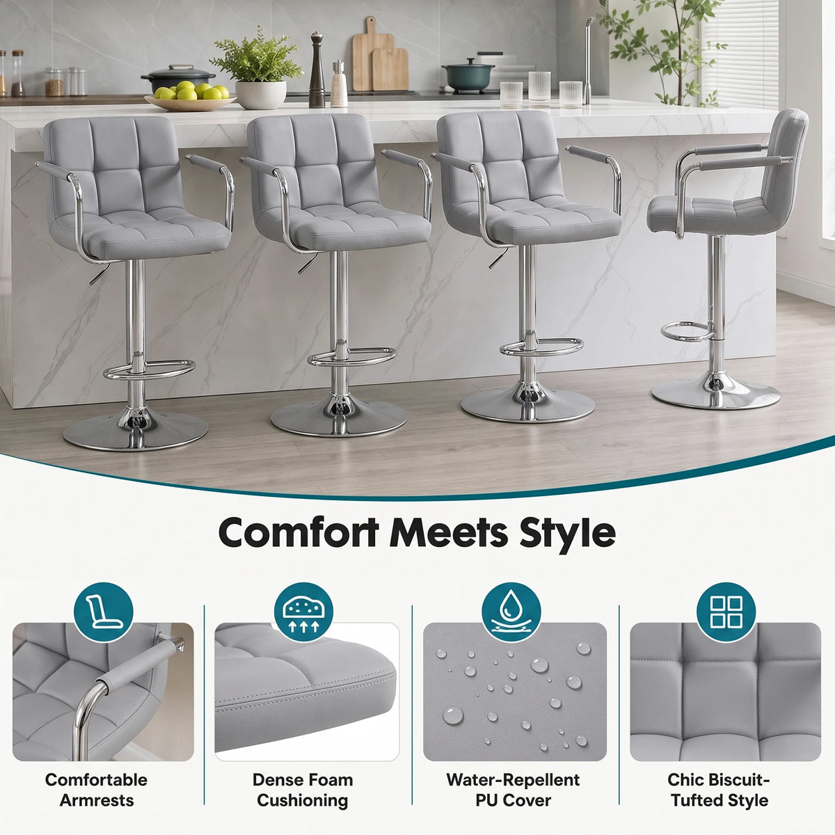 Height Adjustable Ergonomic PU Leather 360 Swivel Office Gaming Chair with Lumbar Support