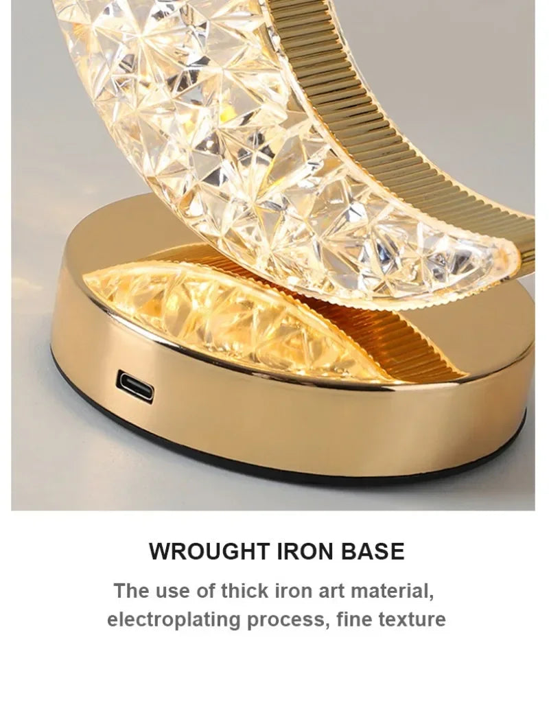 Crystal Moon Touch-Dimming USB Bedside Lamp
