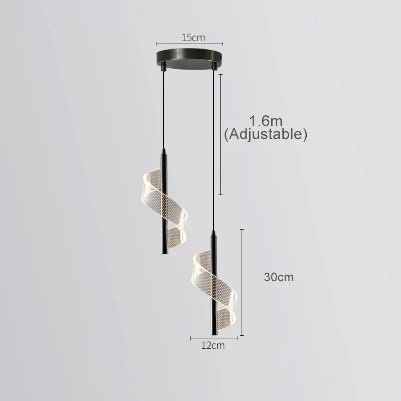 Adjustable Gold Black Metal LED Pendant Light Living Room Bedroom Cafe Bar – photo 10