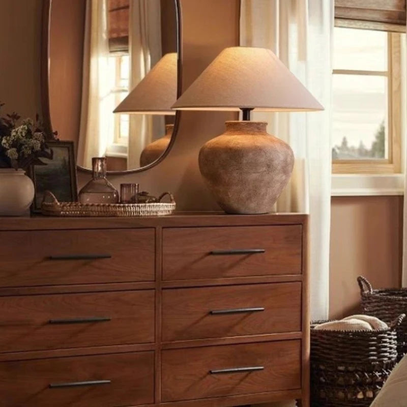 Japanese Vintage Ceramic Cloth LED Table Lamp Living Room Bedroom Study – photo 4