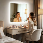 Touch Sensor Dimmable Square Aluminum Frame Anti Fog Waterproof LED Vanity Wall Mirror Bathroom – photo 5